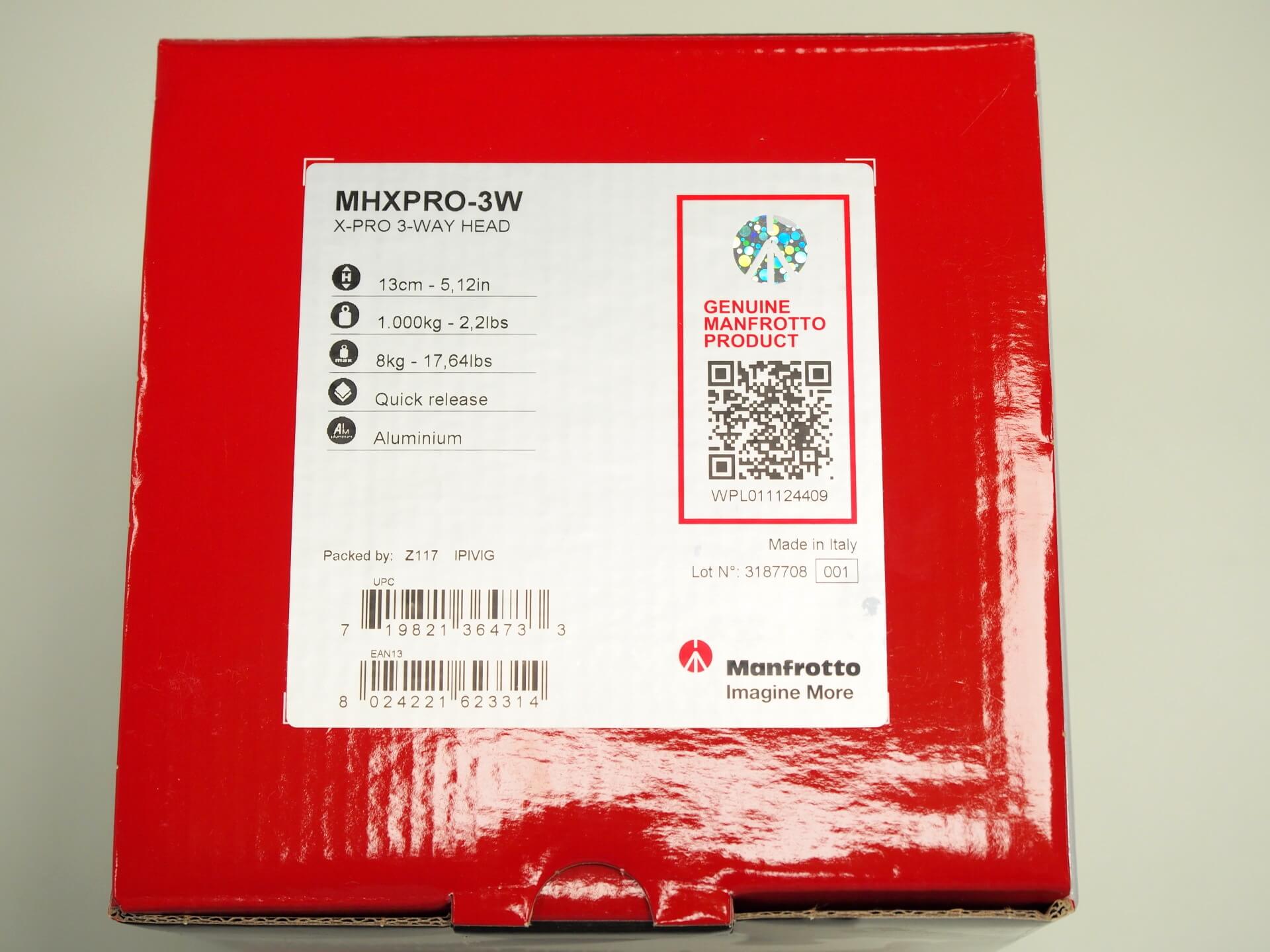 Manfrotto MHXPRO-3W 雲台外盒