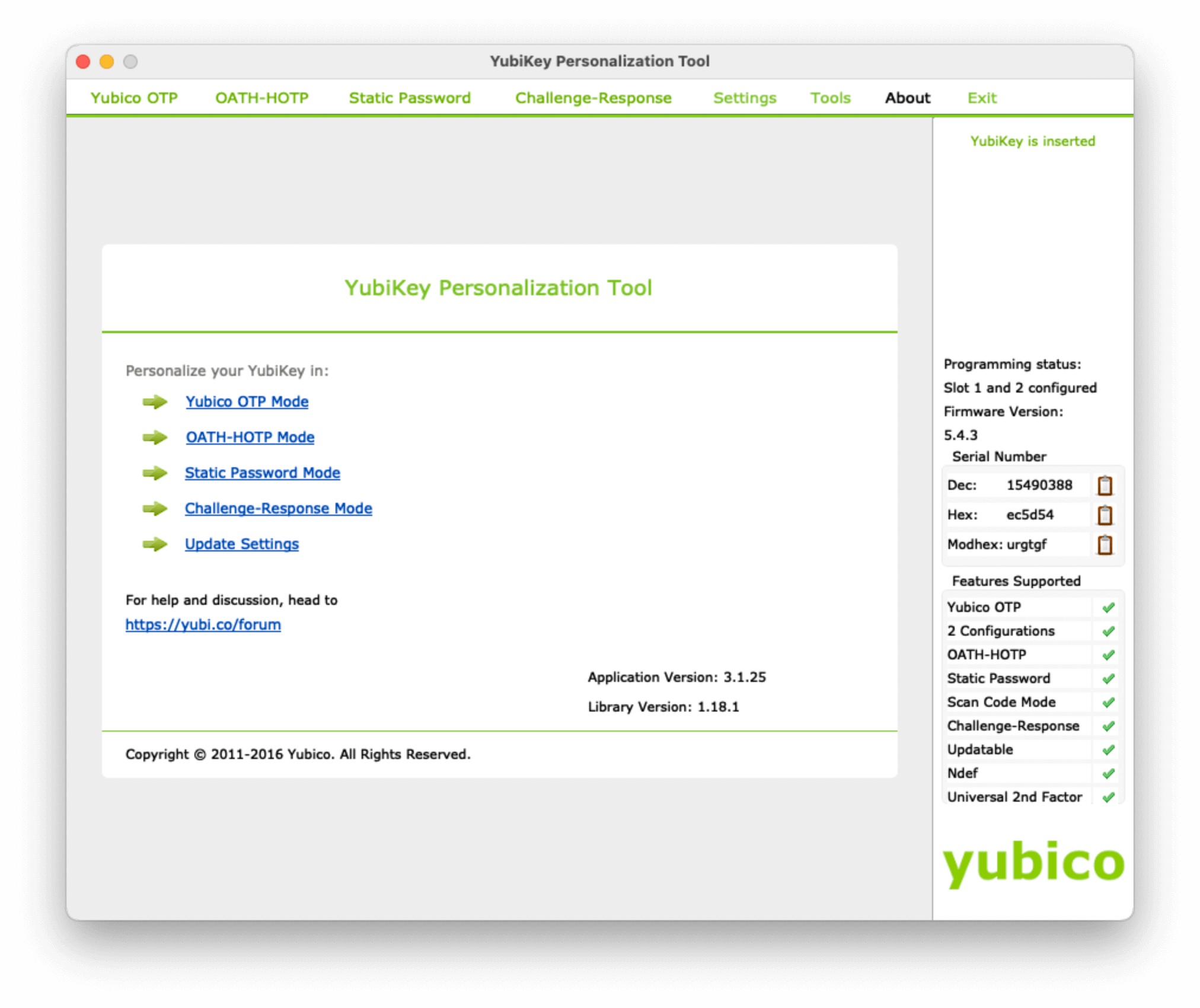 YubiKey Personalization Tool