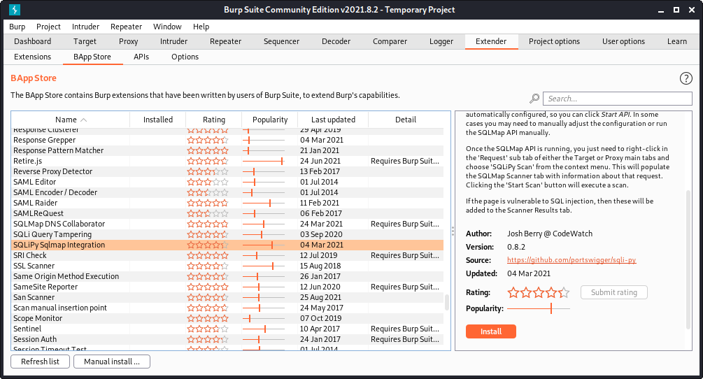 安裝 SQLiPy Sqlmap Integration