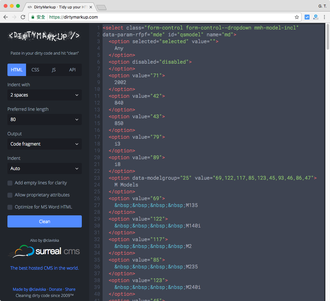 DirtyMarkup 程式碼排版工具