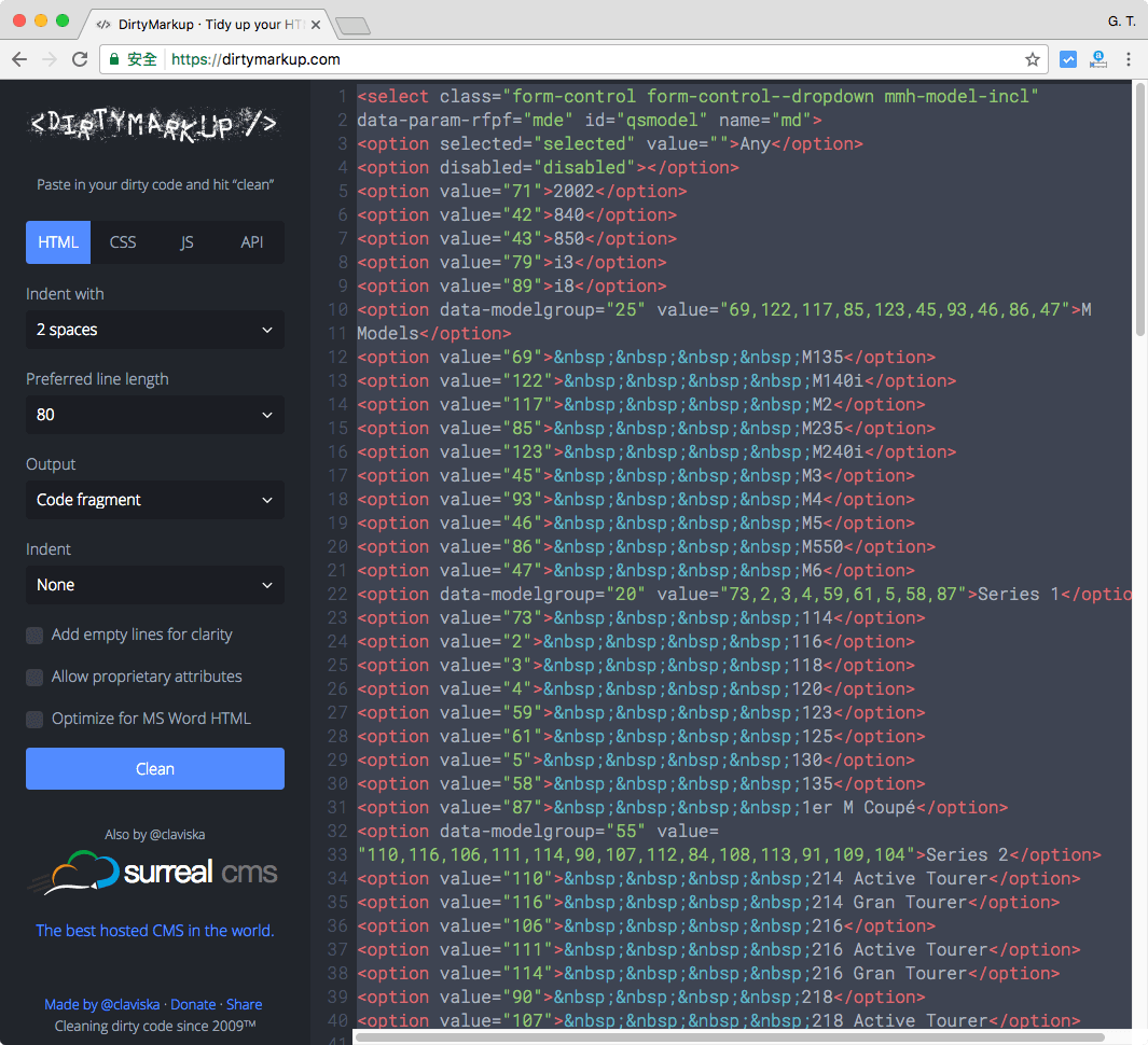 DirtyMarkup 程式碼排版工具