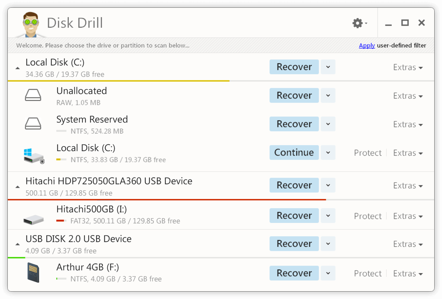 Disk Drill 磁碟列表
