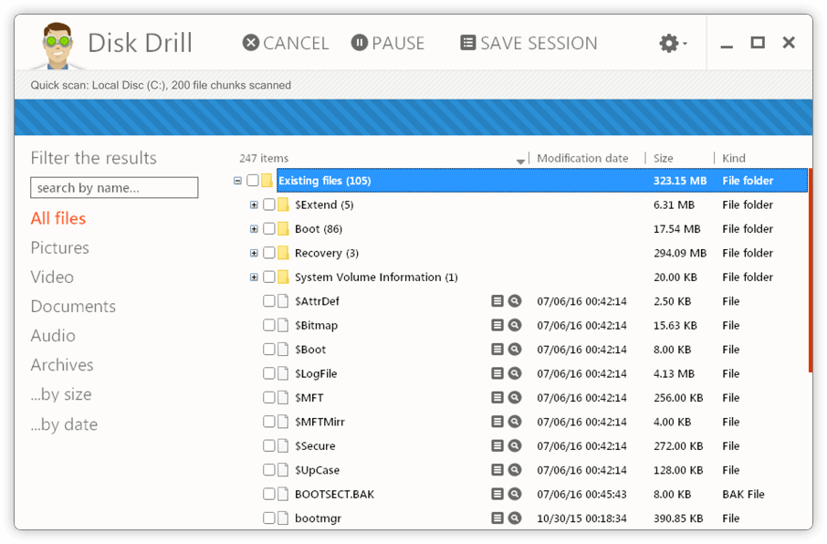 Disk Drill 磁碟掃描