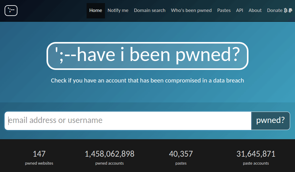 haveibeenpwned 帳號安全檢測工具