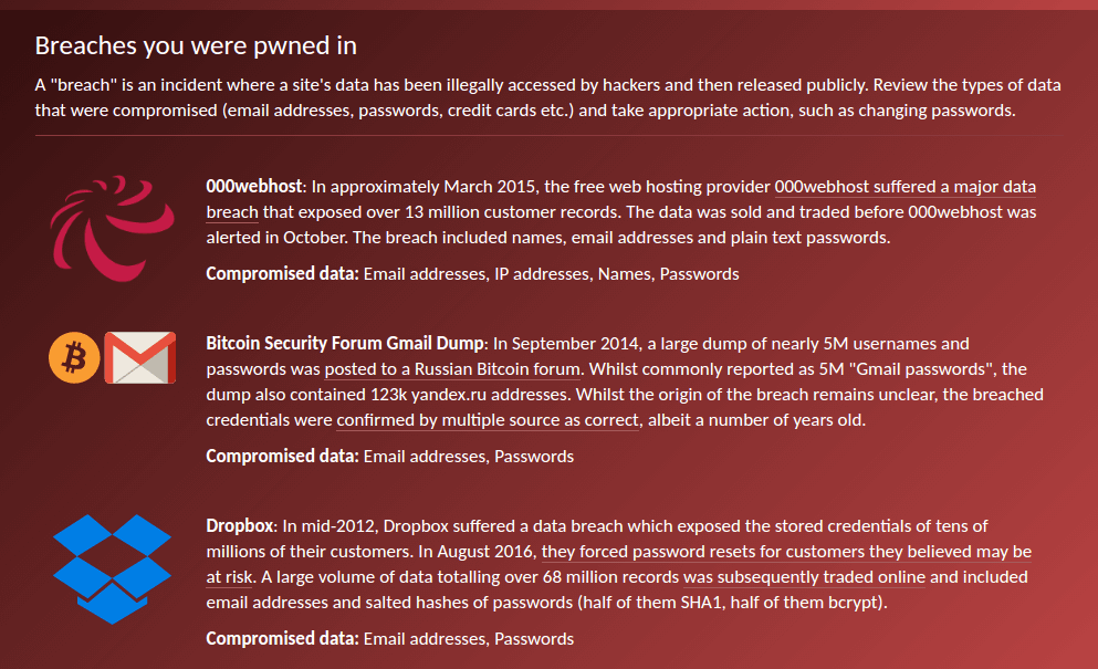 被竊取的帳號列表