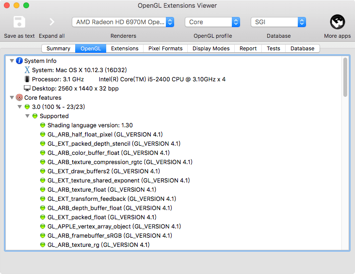 OpenGL Extensions Viewer