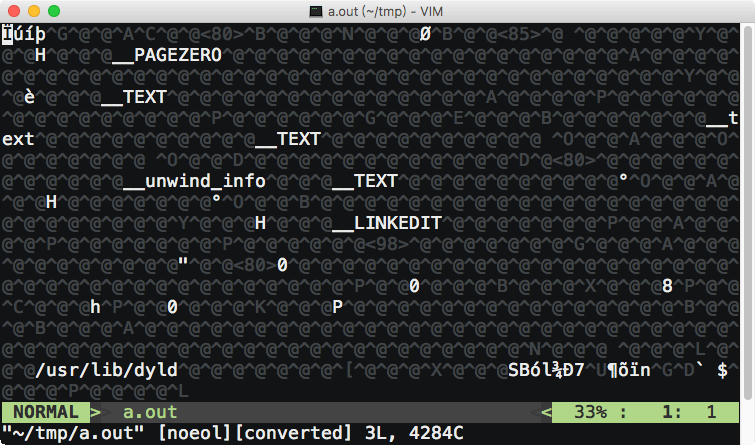 Vim 開啟二進位檔