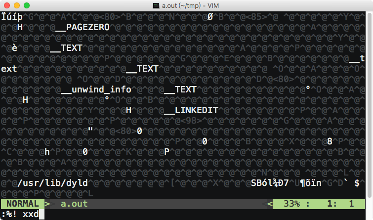 Vim 使用 <code>xxd</code> 轉換為 16 進位格式