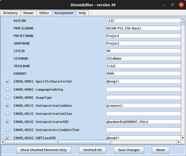 DicomEditor 去識別化規則