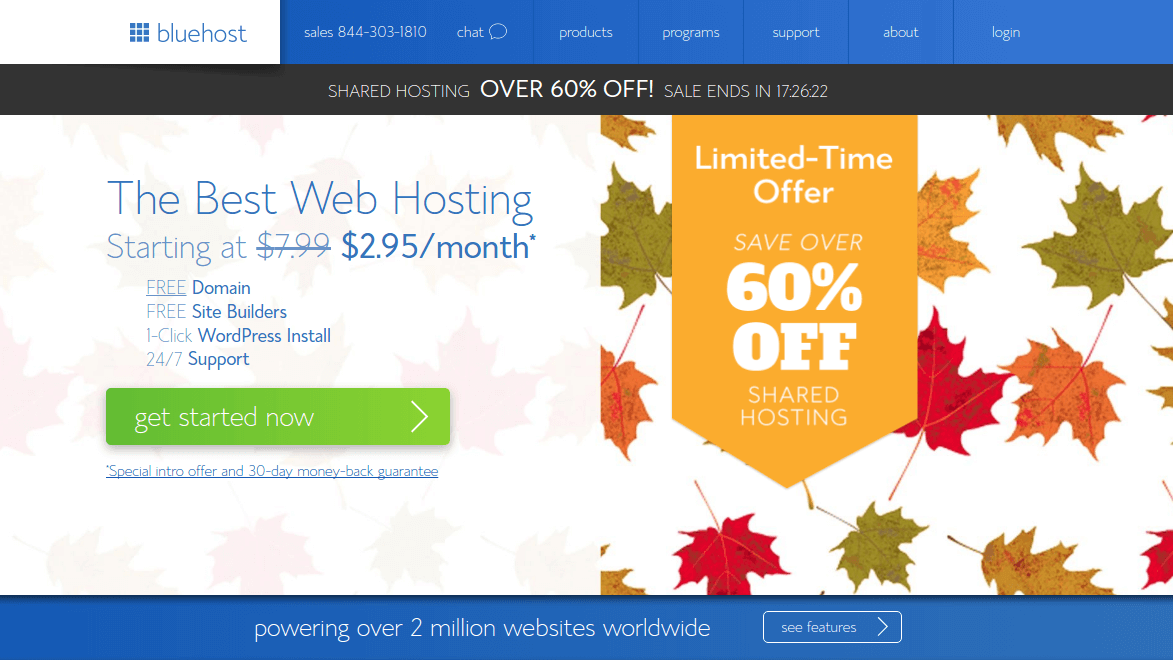 Bluehost 首頁促銷方案
