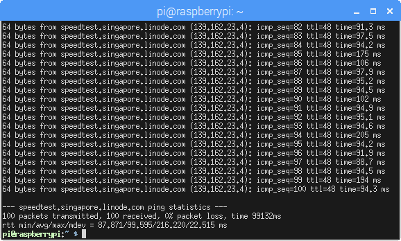 Linode 新加坡機房 Ping 測試