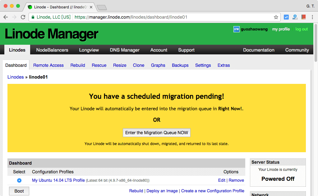 等待 Linode VPS 升級