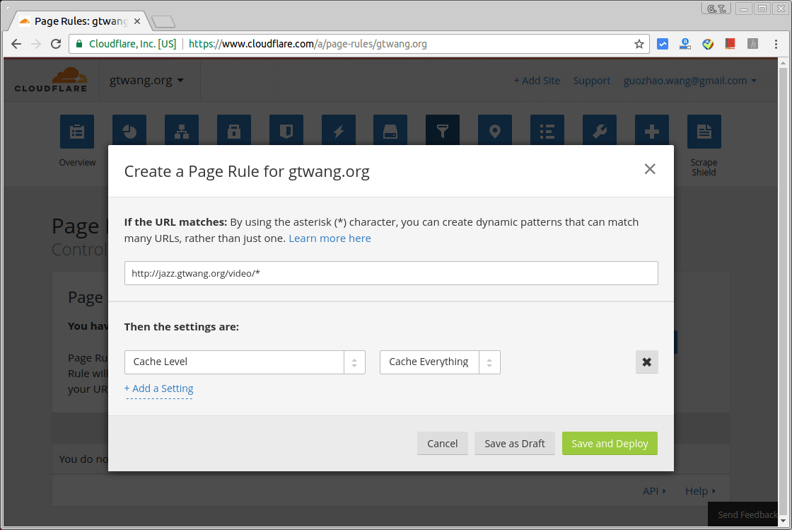 CloudFlare 新增 Page Rule
