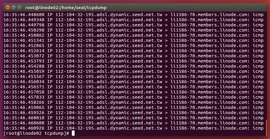 封包洪流（Ping Flood）攻擊封包
