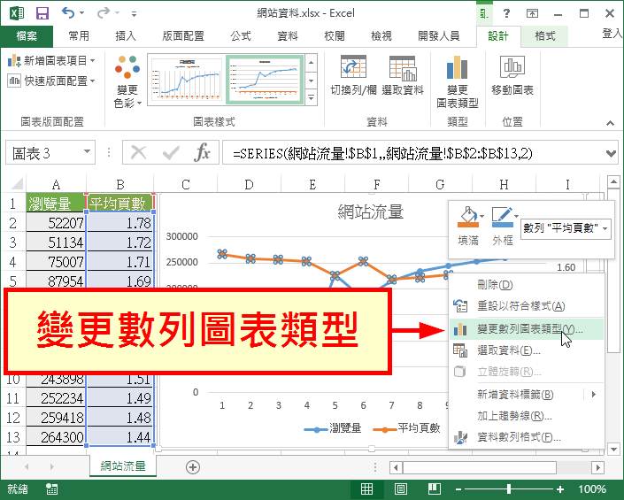 變更數列圖表類型