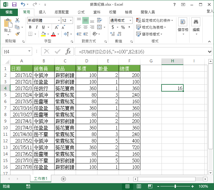 依照數值條件加總