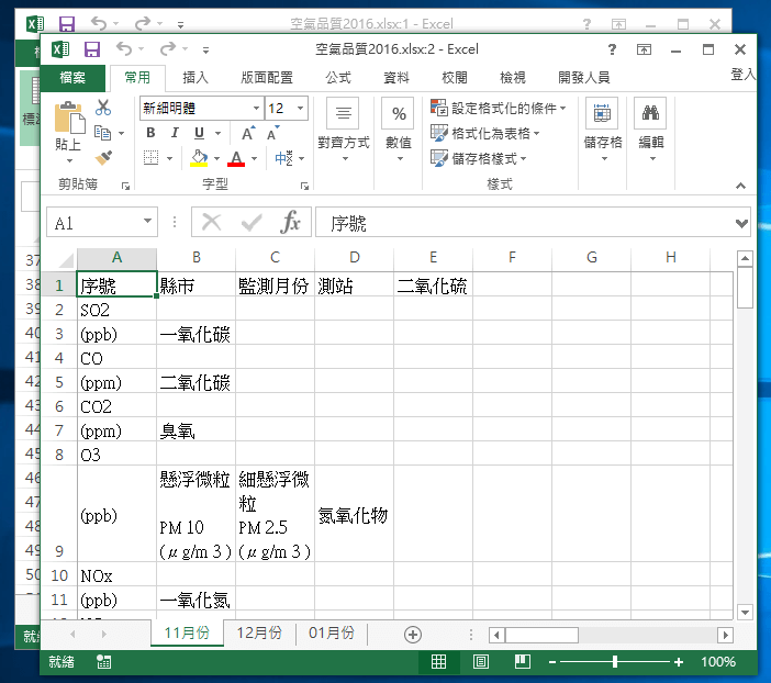 兩個 Excel 視窗