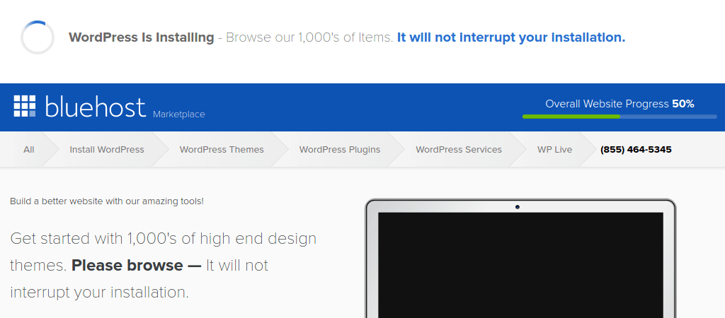 等待 WordPress 安裝