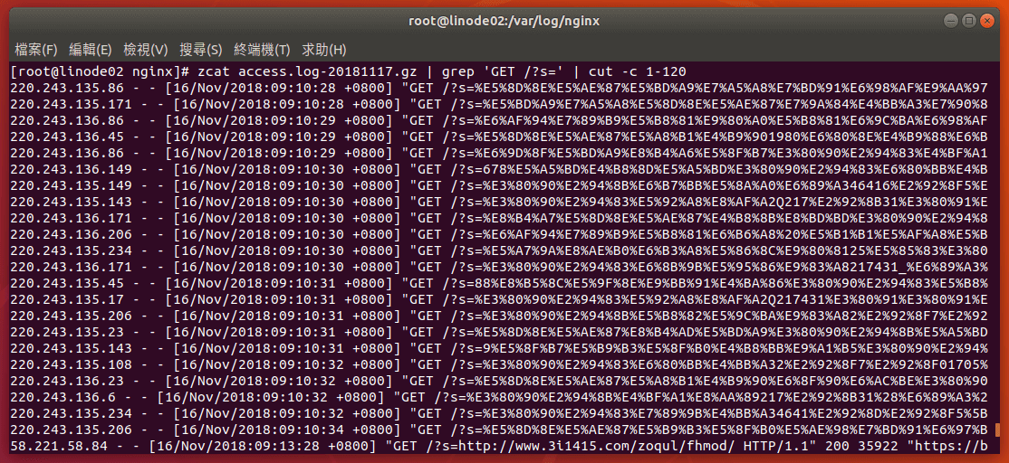查閱 Nginx 服務記錄檔